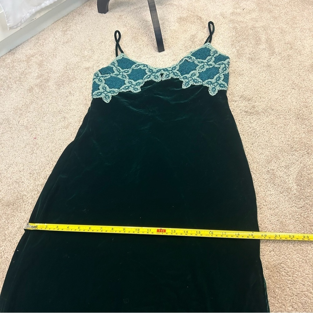 ZARA VELVET & CROCHET MAXI SLIP DRESS DARK GREEN SZ M NWT - Picture 14 of 15
